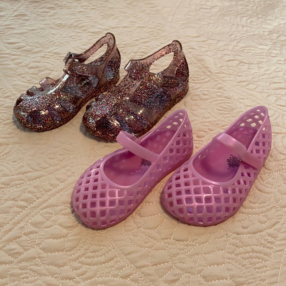 Toddler Girl Size 7 Pink Jelly Shoes, Old Navy and Carter’s